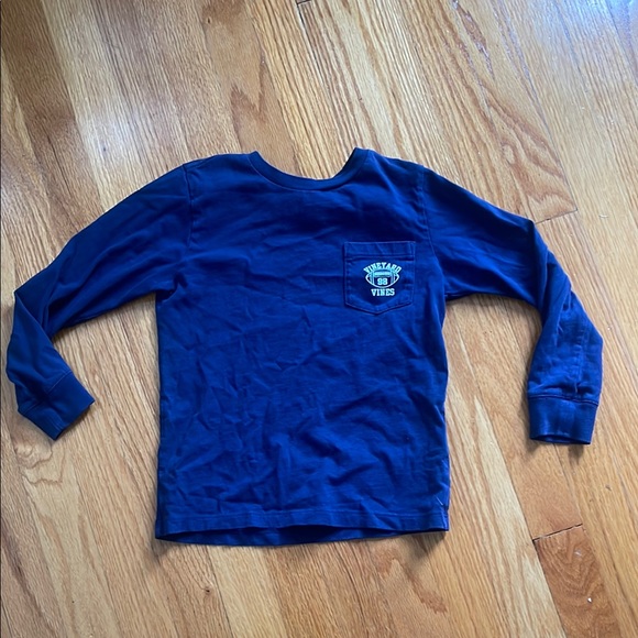 Vineyard Vines Kids Navy Long Sleeve Tee with Pocket - Picture 1 of 3